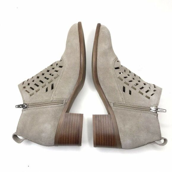 Franco Sarto Womens Rory Laser Cut Taupe Suede Ankle Booties Zip Shoe Size 8.5M - Picture 2 of 11